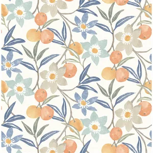Chesapeake Passiflora wallpaper, color Blue, SKU 4148-27448