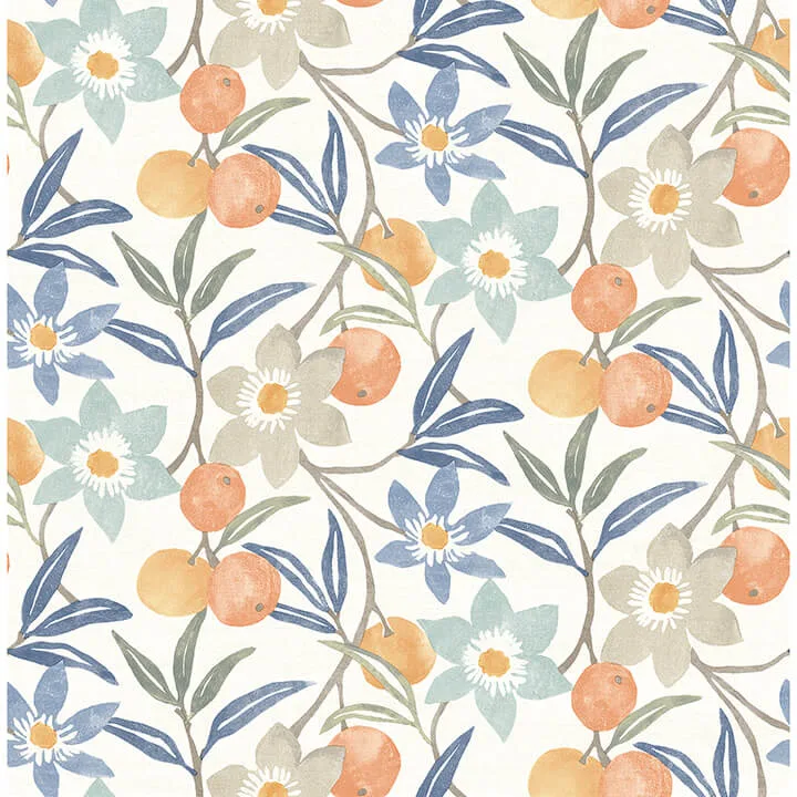 Chesapeake Passiflora wallpaper, color Blue, SKU 4148-27448