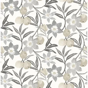 Chesapeake Passiflora wallpaper, color Charcoal, SKU 4148-27451