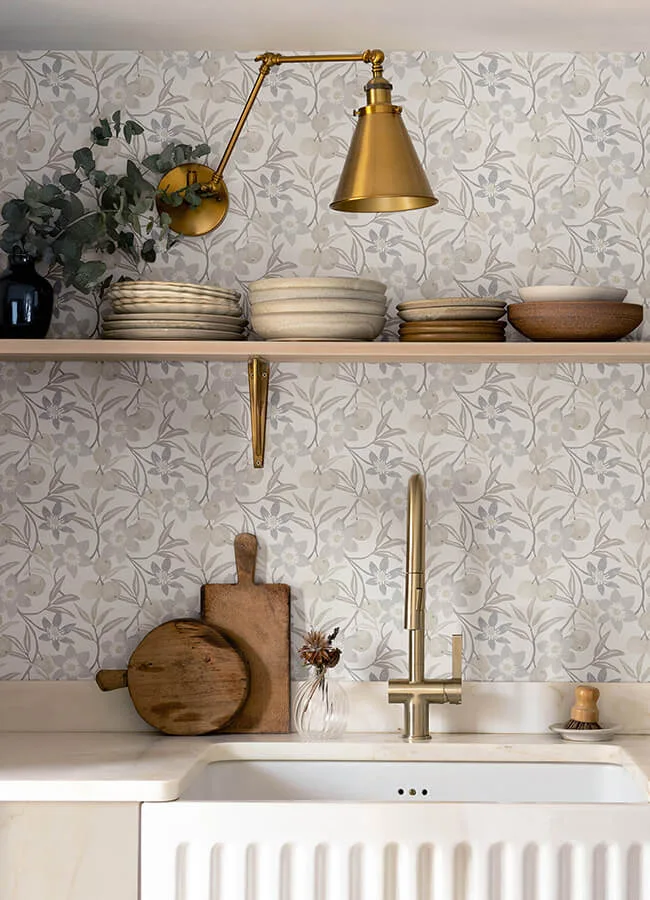 Chesapeake Passiflora wallpaper, color Grey, SKU 4148-27450
