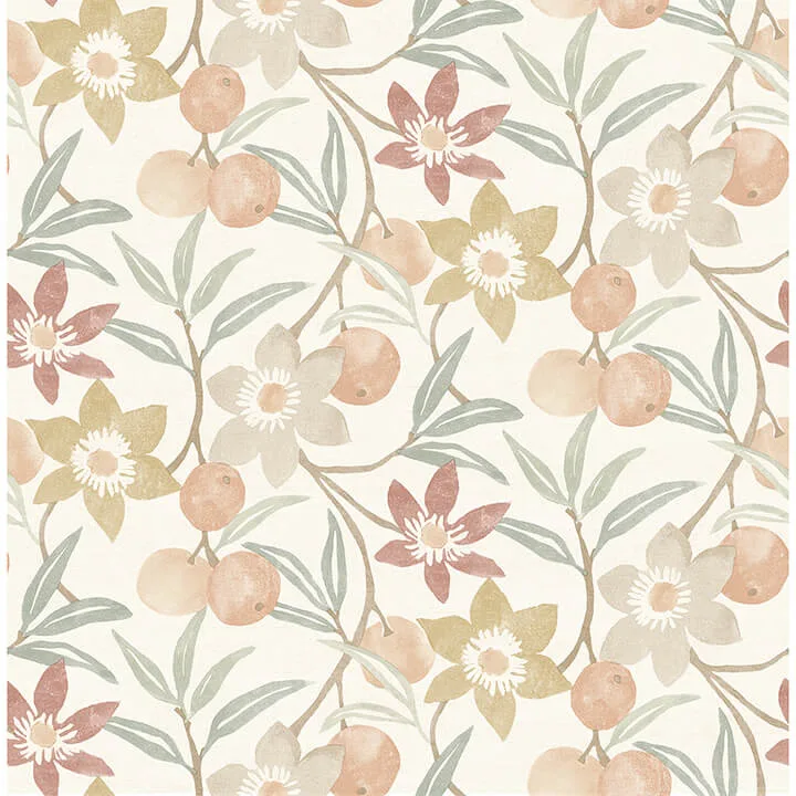 Chesapeake Passiflora wallpaper, color Peach, SKU 4148-27447