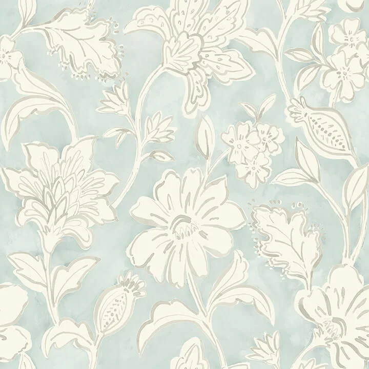 Chesapeake Plumeria wallpaper, color Aqua, SKU 4071-71038