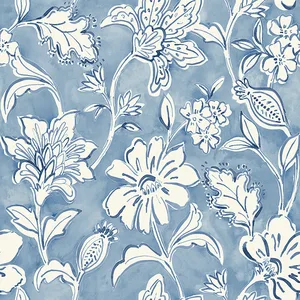Chesapeake Plumeria wallpaper, color Blue, SKU 4071-71040