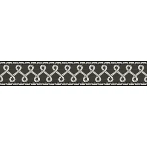 Chesapeake Scalloped Ribbon Border wallpaper, color Black, SKU 4148-14504