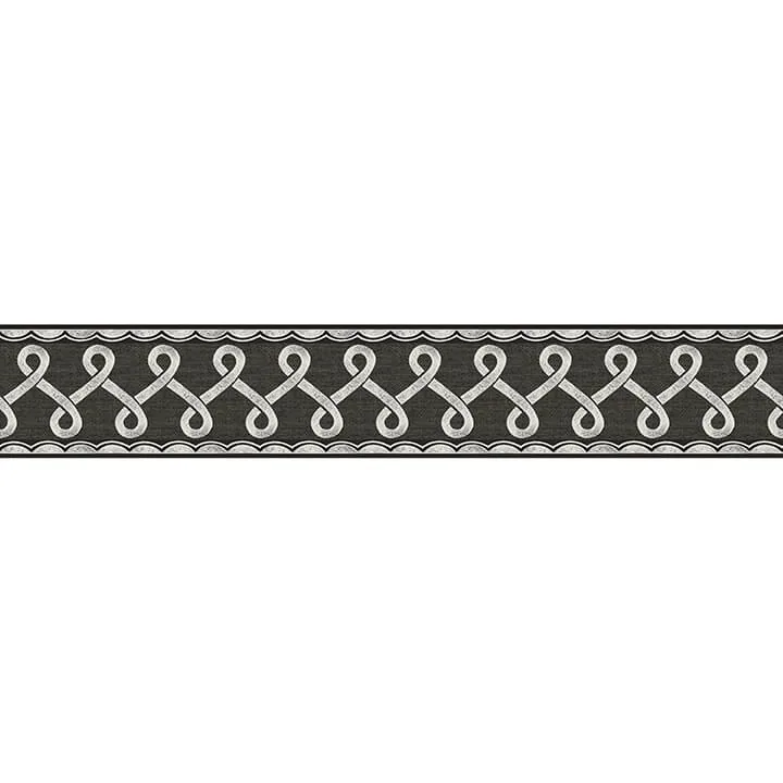 Chesapeake Scalloped Ribbon Border wallpaper, color Black, SKU 4148-14504