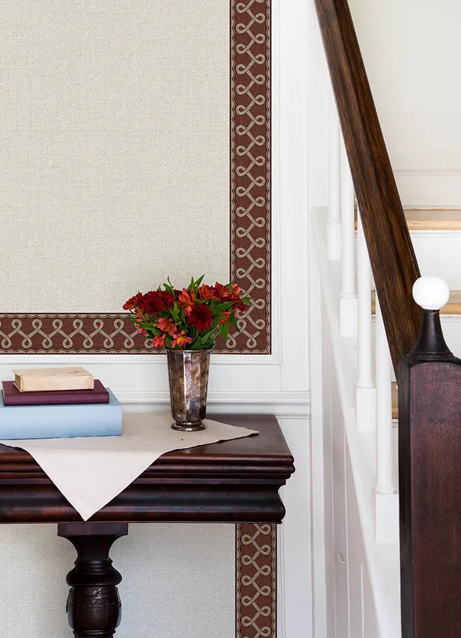 Chesapeake Scalloped Ribbon Border wallpaper, color Red, SKU 4148-14506