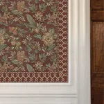 Chesapeake Scalloped Ribbon Border wallpaper, color Red, SKU 4148-14506