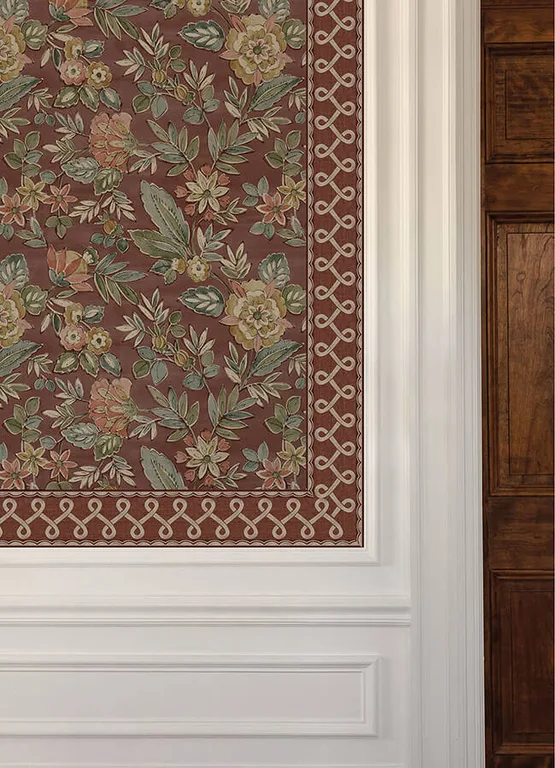 Chesapeake Scalloped Ribbon Border wallpaper, color Red, SKU 4148-14506