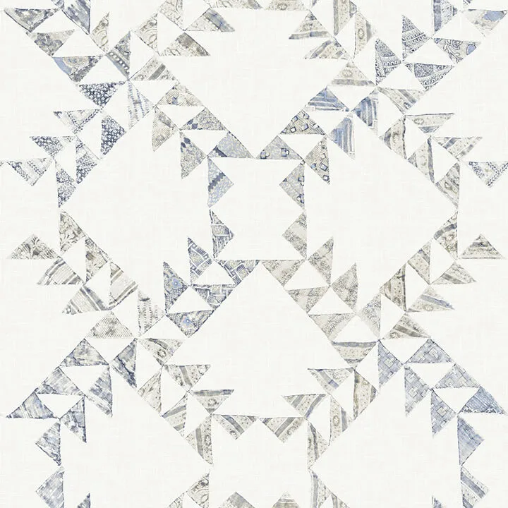Chesapeake Scrap Quilt wallpaper, color Denim, SKU 4142-72628
