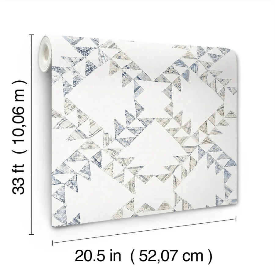 Chesapeake Scrap Quilt - Denim Wallpaper | Buy Online Chesapeake Scrap Quilt wallpaper, color Denim, SKU 4142-72628