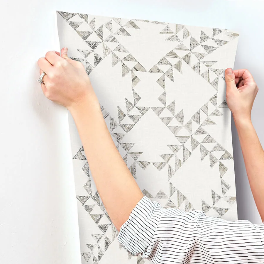 Chesapeake Scrap Quilt - Grey Wallpaper | Buy Online Chesapeake Scrap Quilt wallpaper, color Grey, SKU 4142-72630