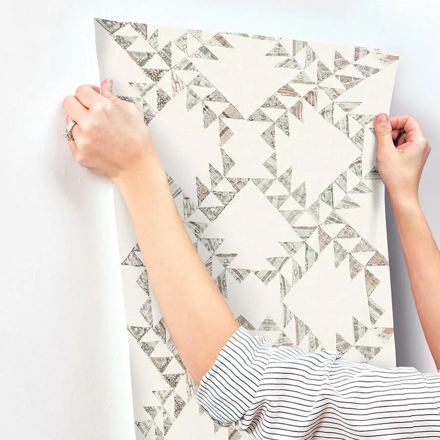 Chesapeake Scrap Quilt - Light Brown Wallpaper | Buy Online Chesapeake Scrap Quilt wallpaper, color Light Brown, SKU 4142-72631