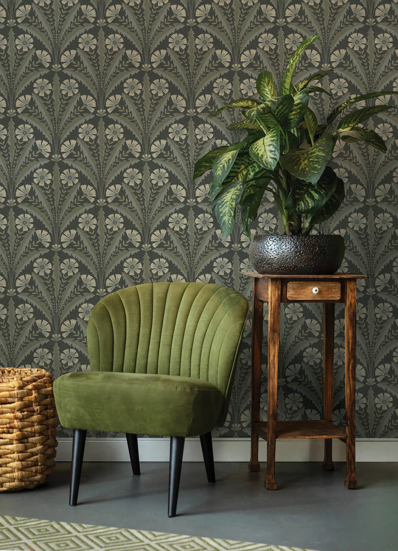 Chesapeake Tap Root wallpaper, color Charcoal, SKU 4169-27601