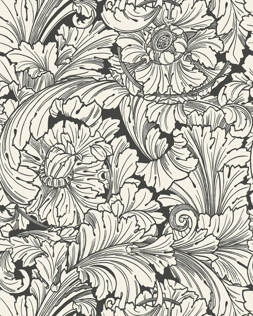 Cole & Son Acanthus in Soot/Snow (127/6032.CS.0)