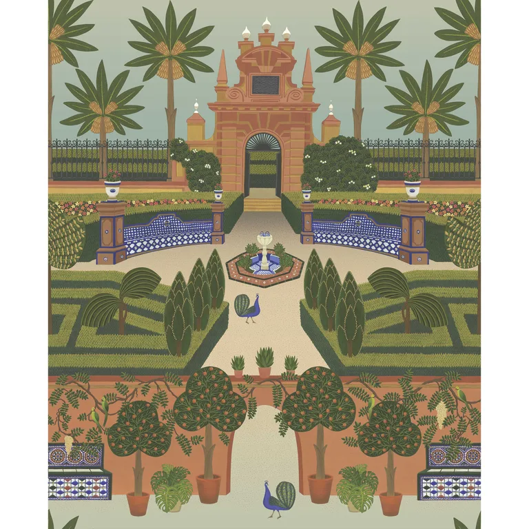 Cole & Son Alcazar Gardens in Terracotta/Spring Gr/Multi (117/7020.CS.0)