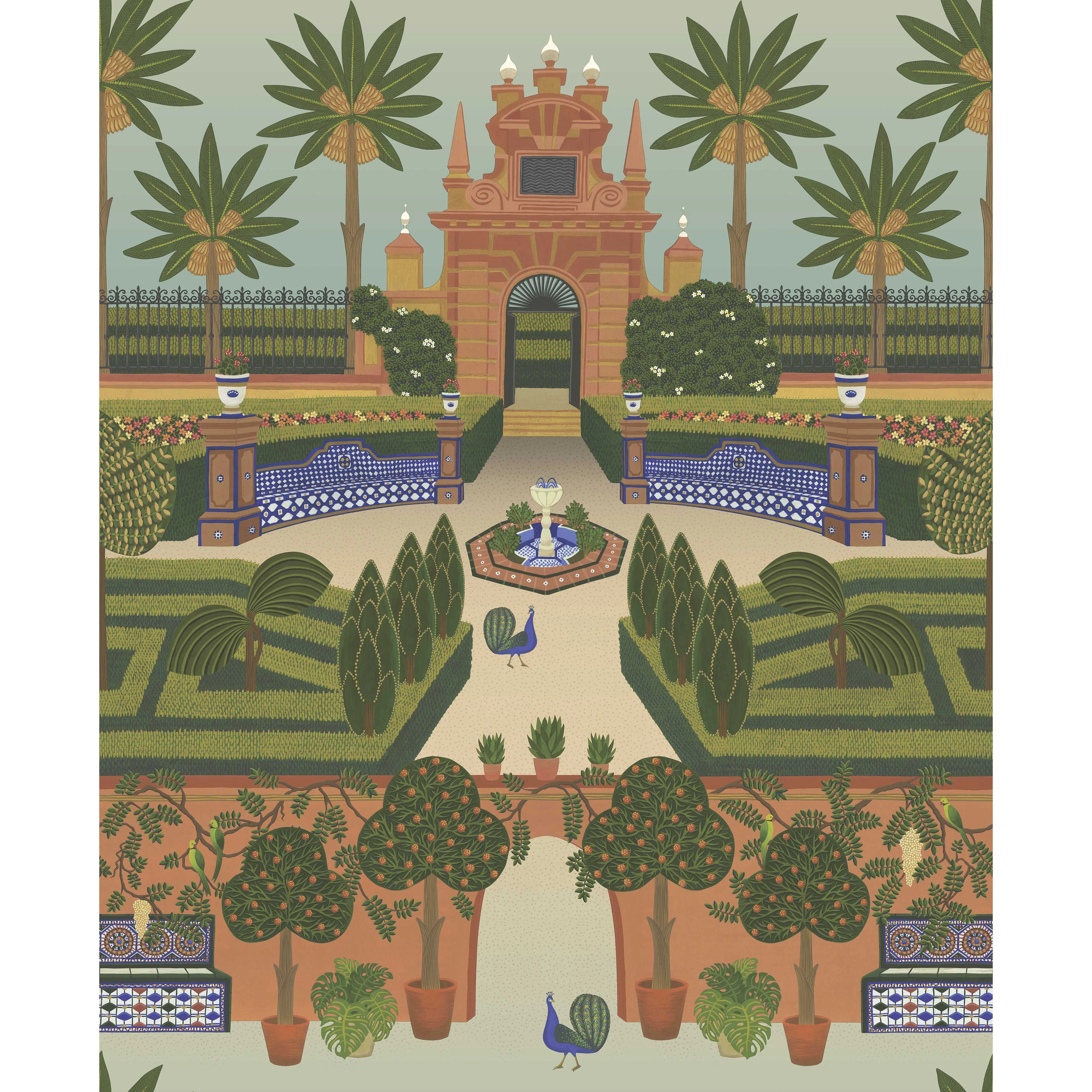 Cole & Son Alcazar Gardens in Terracotta/Spring Gr/Multi (117/7020.CS.0)