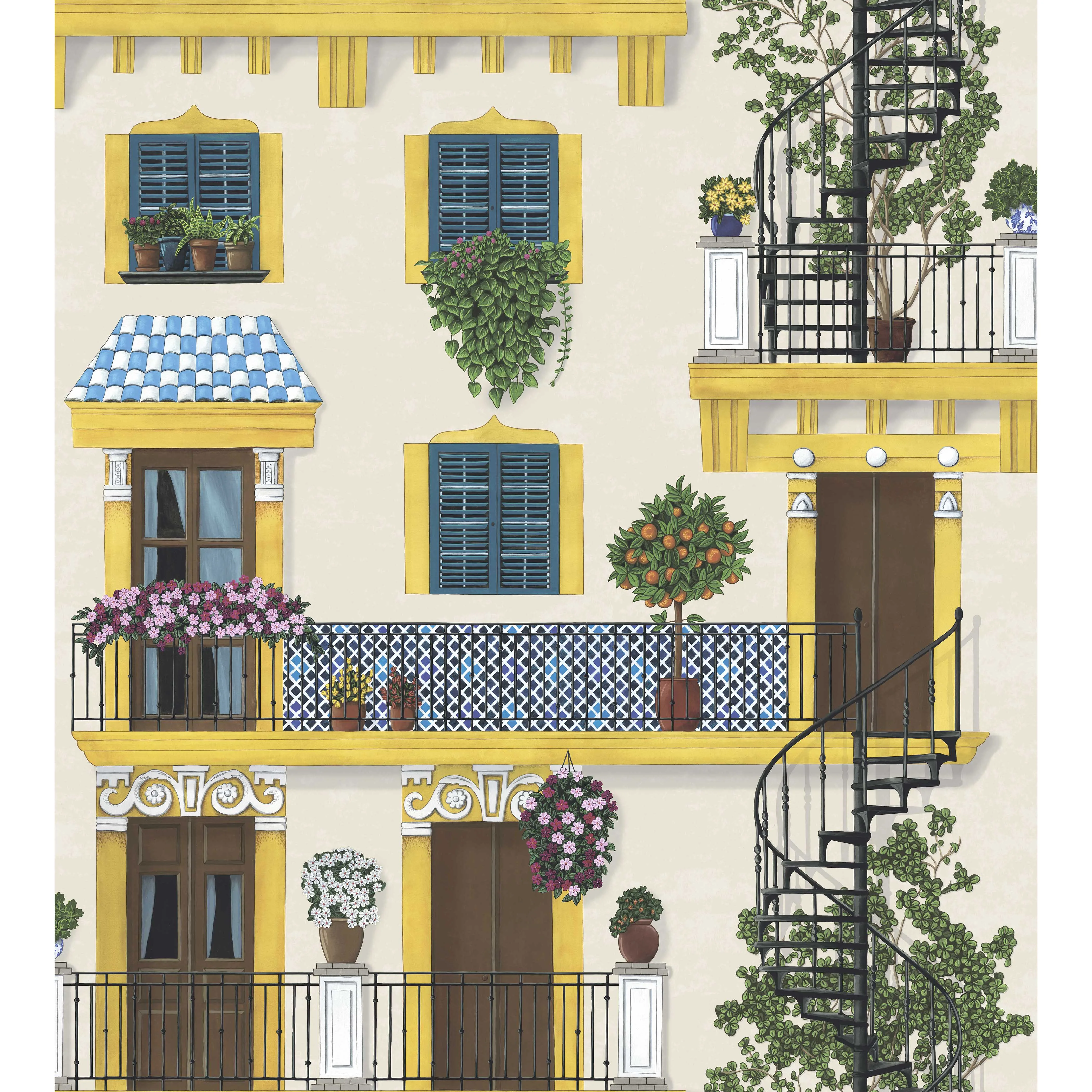 Cole & Son Alfaro in Canary Yellow & Petrol on Parchment (117/4010.CS.0)