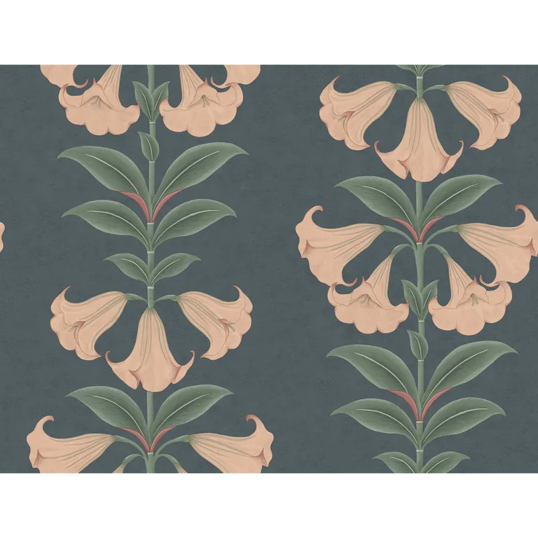 Cole & Son Angels Trumpet in Coral & Viridian on Ink (117/3009.CS.0)