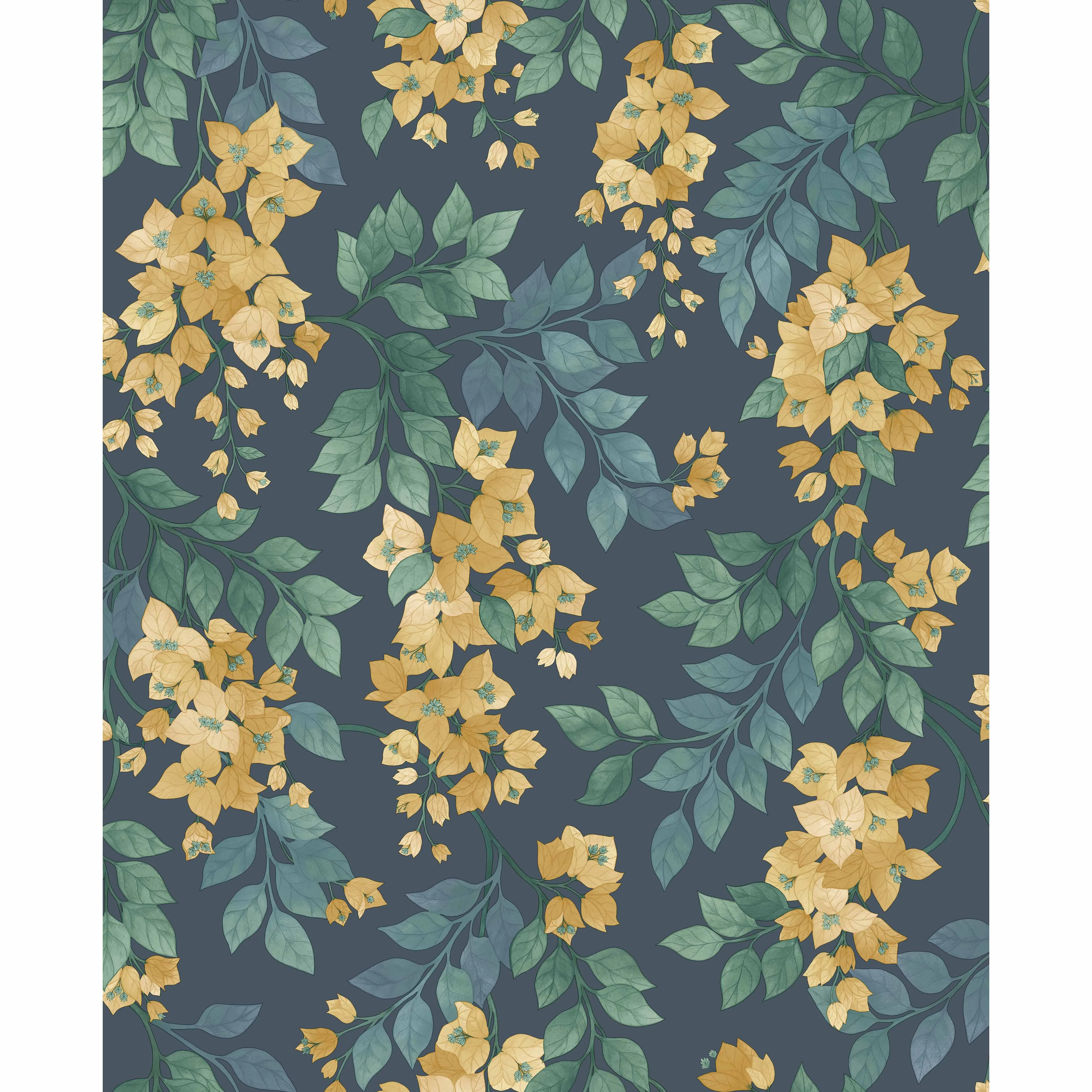 Cole & Son Bougainvillea in Ochre/Viridian/Petrol on Ink (117/6019.CS.0)