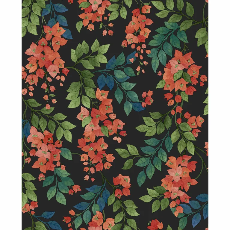 Cole & Son Bougainvillea in Rouge/Green/C Sky/Charcoal (117/6017.CS.0)
