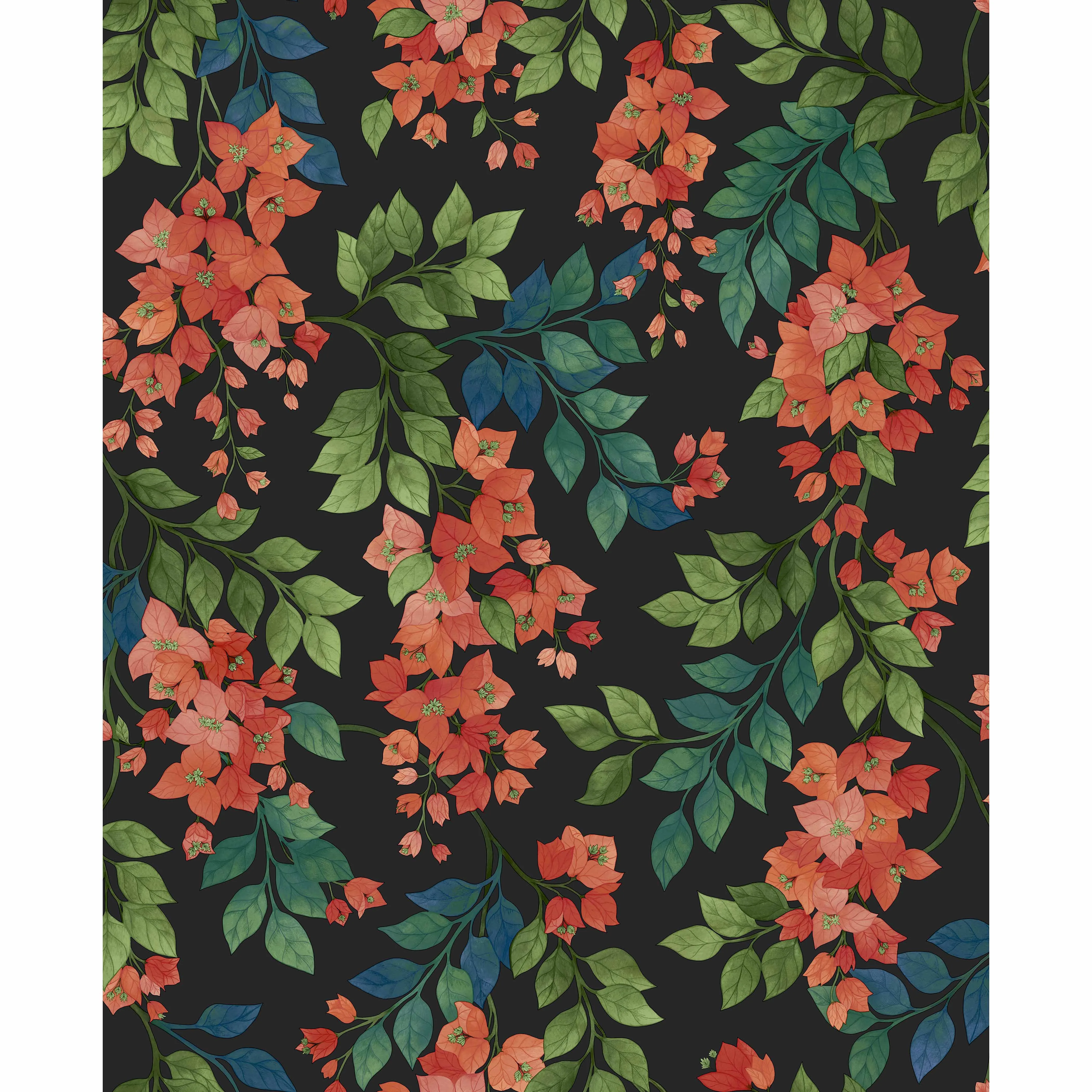 Cole & Son Bougainvillea in Rouge/Green/C Sky/Charcoal (117/6017.CS.0)