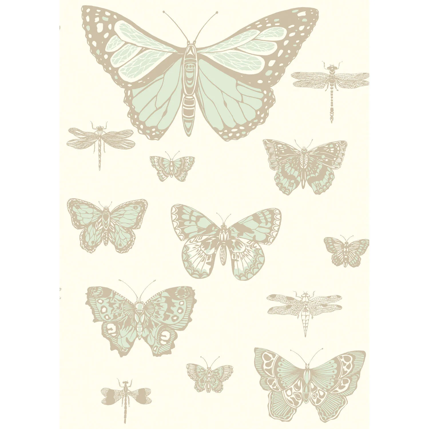 Cole & Son Butterflies & Dragonflies in Duck Egg Ivry (103/15065.CS.0)