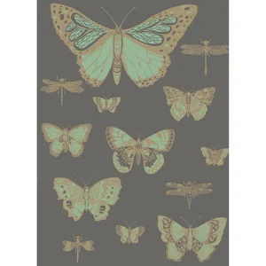 Cole & Son Butterflies & Dragonflies in Green on Char (103/15067.CS.0)