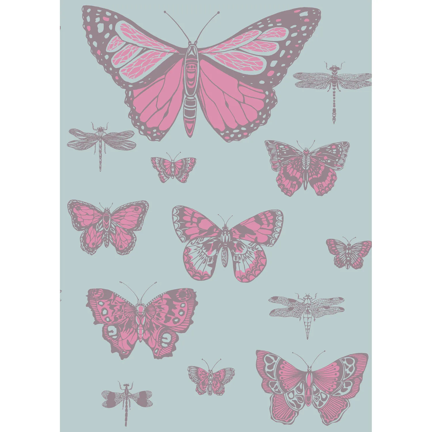 Cole & Son Butterflies & Dragonflies in Pink on Blue (103/15062.CS.0)
