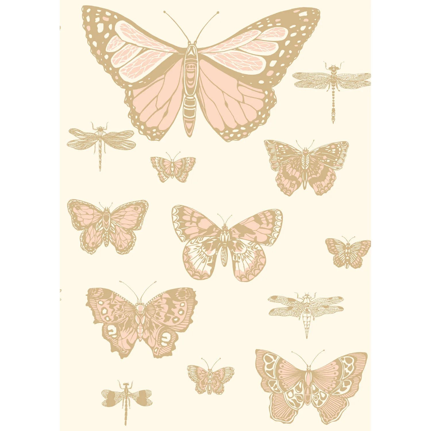Cole & Son Butterflies & Dragonflies in Pink on Ivry (103/15066.CS.0)