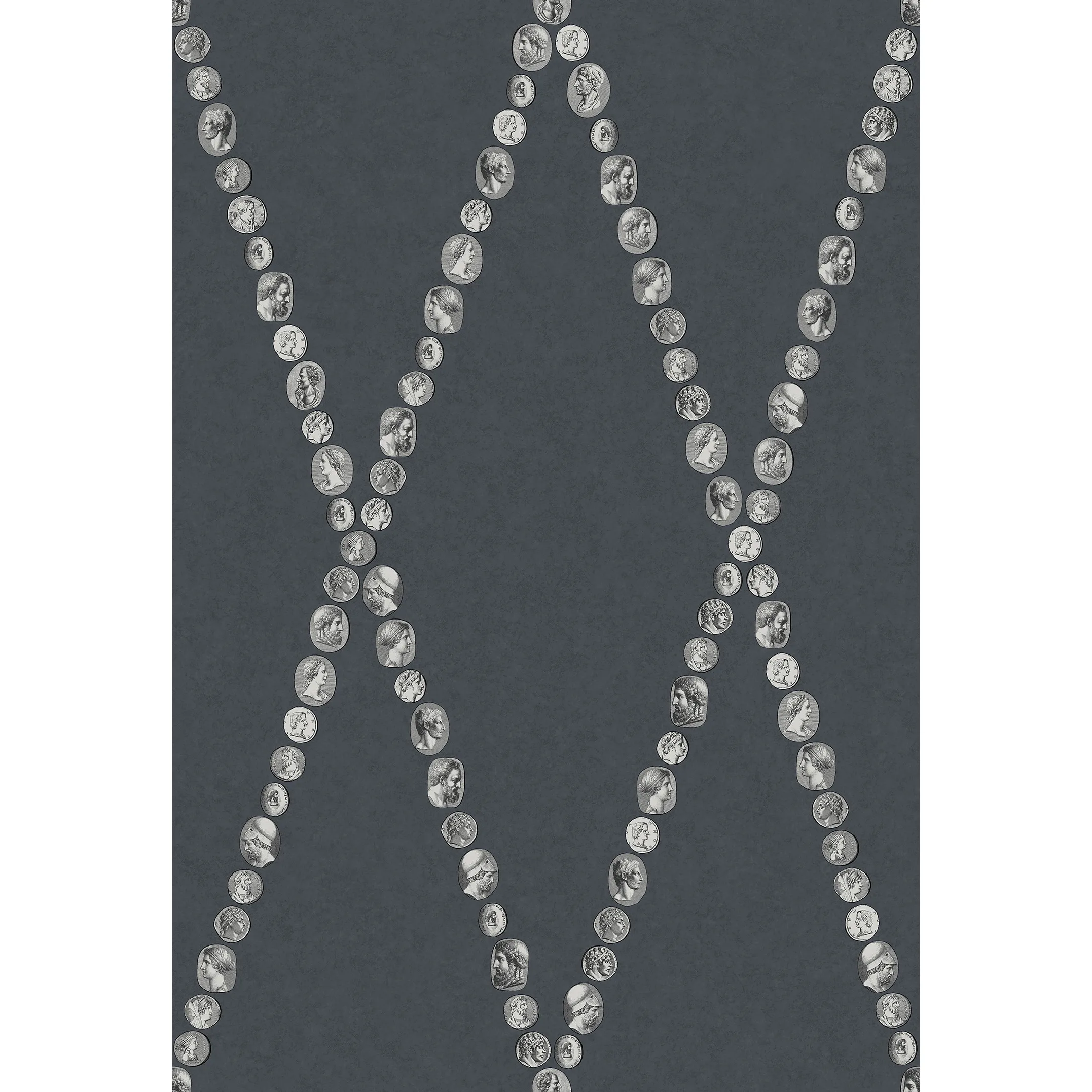 Cole & Son Cammei in Silver on Ink (123/4017.CS.0)