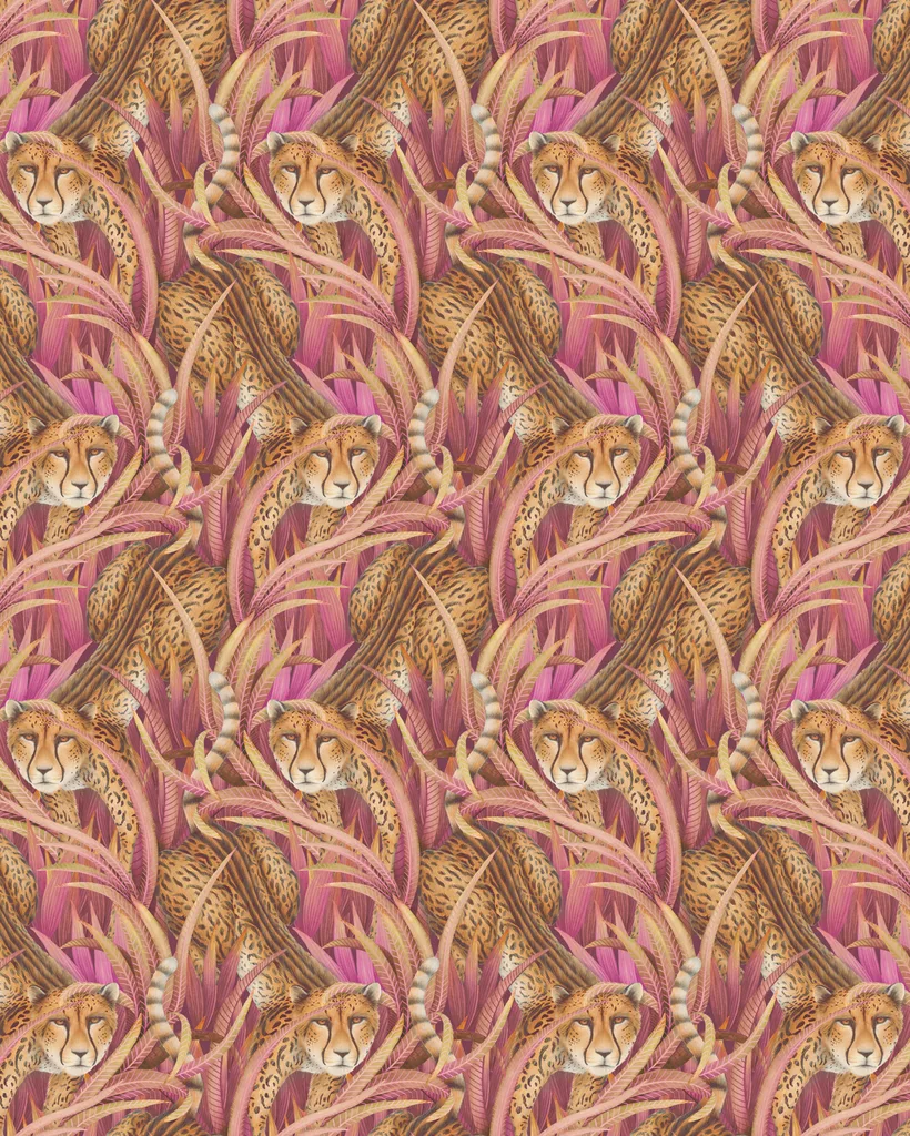 Cole & Son Cheetah Prowl in Cerise (129/8045.CS.0)