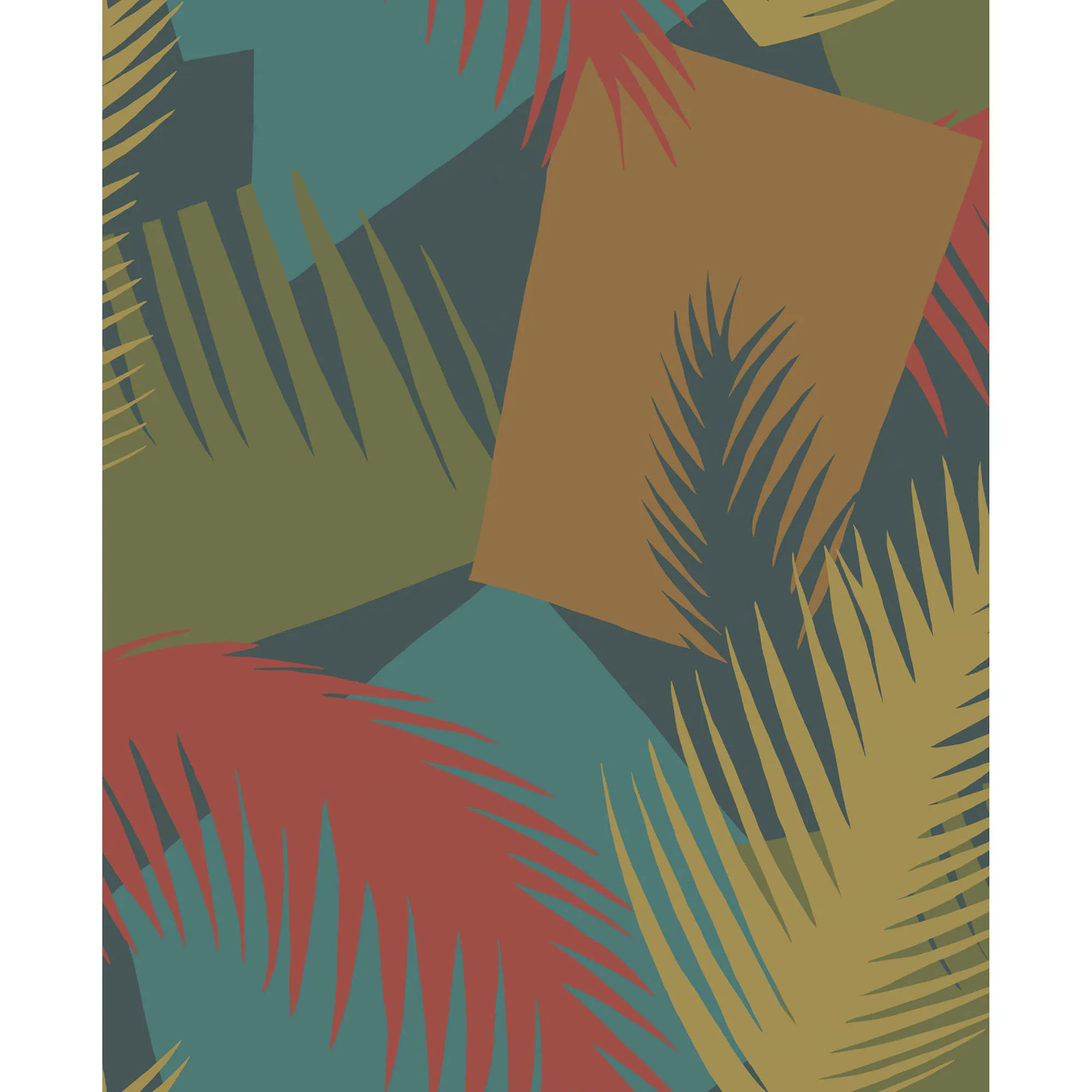 Cole & Son Deco Palm in Red and Blue (105/8039.CS.0)