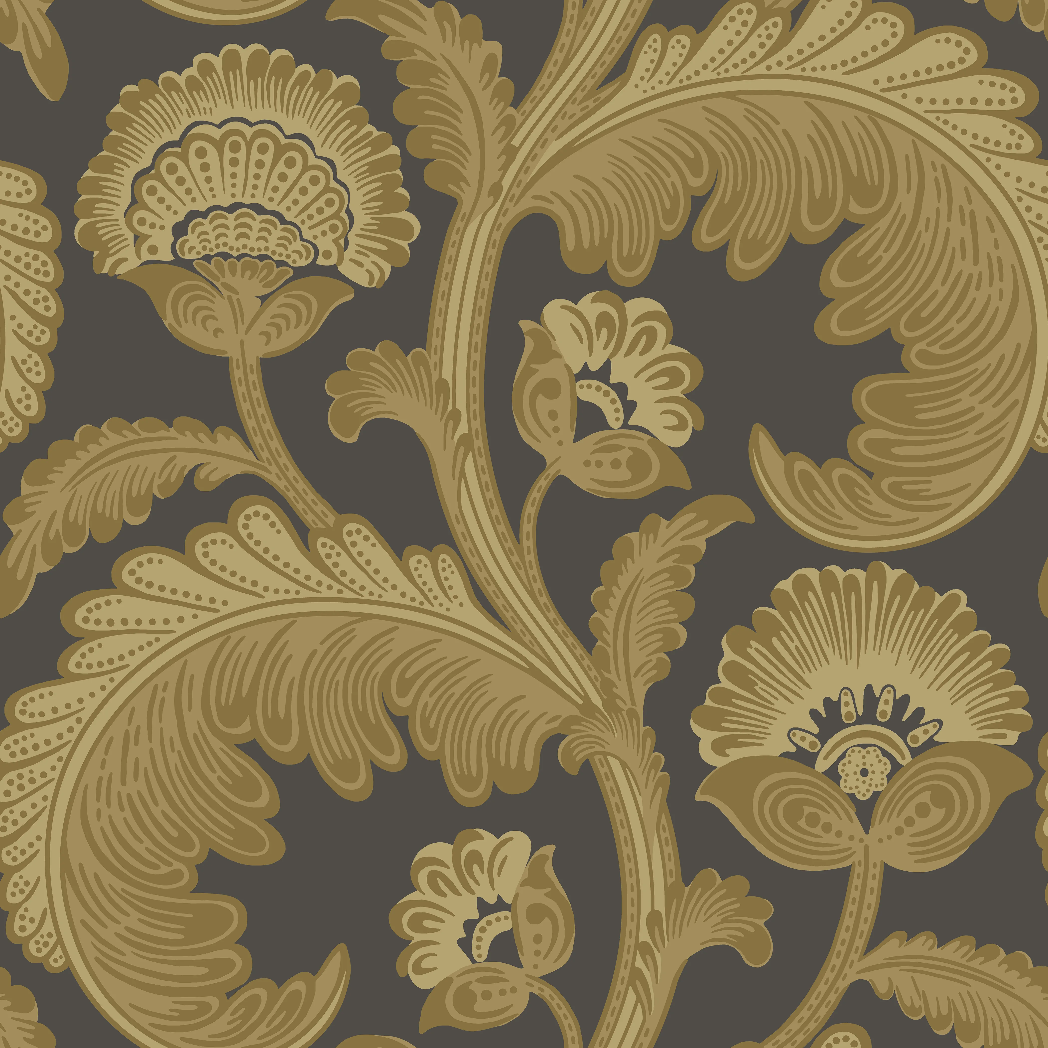 Cole & Son Fanfare Flock in Ochre/Char (116/7027.CS.0)