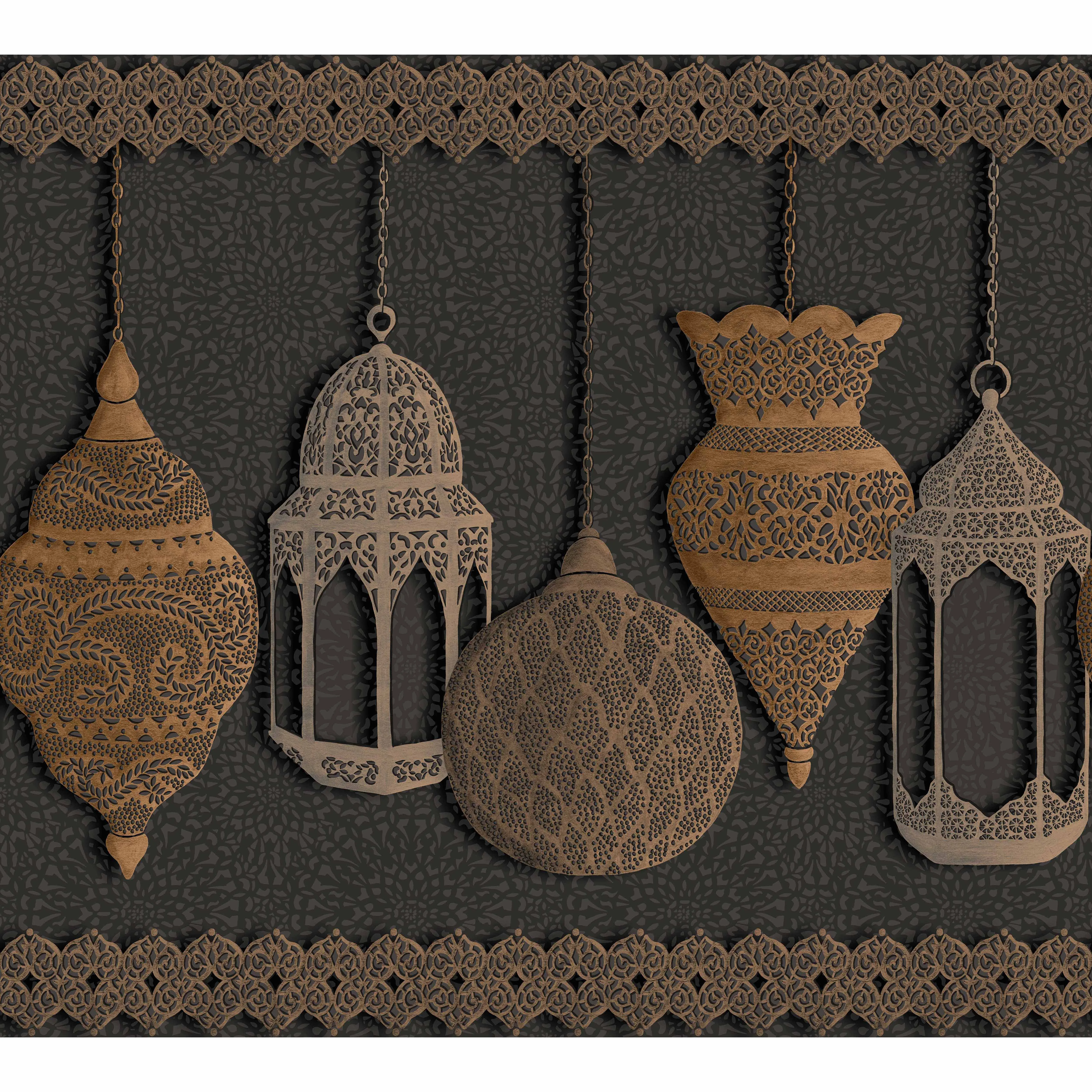 Cole & Son Fez in Silver & Bronze on Charcoal (113/6015.CS.0)