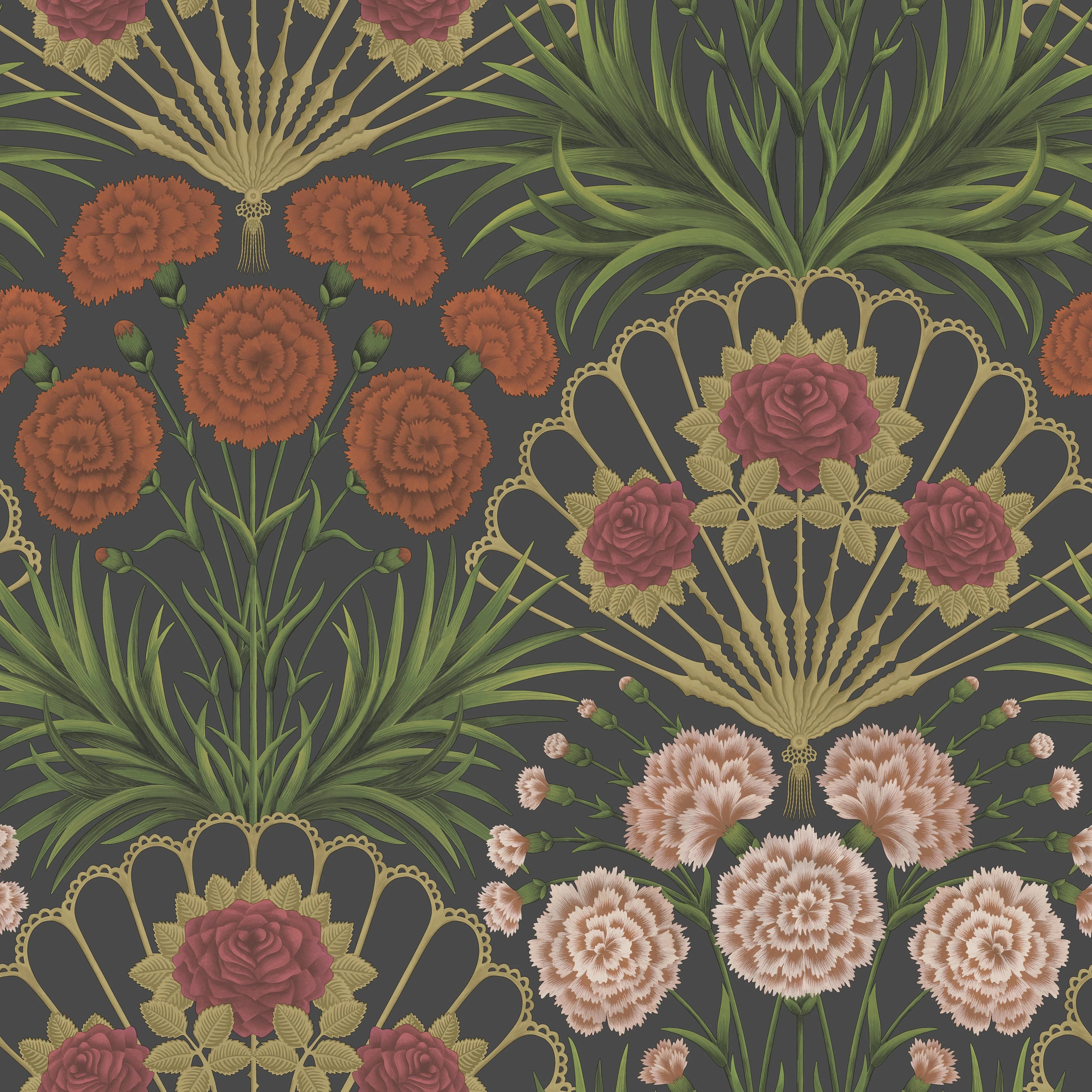 Cole & Son Flamenco Fan in Cerise/Dk Tangerine/Gold/Blk (117/14043.CS.0)