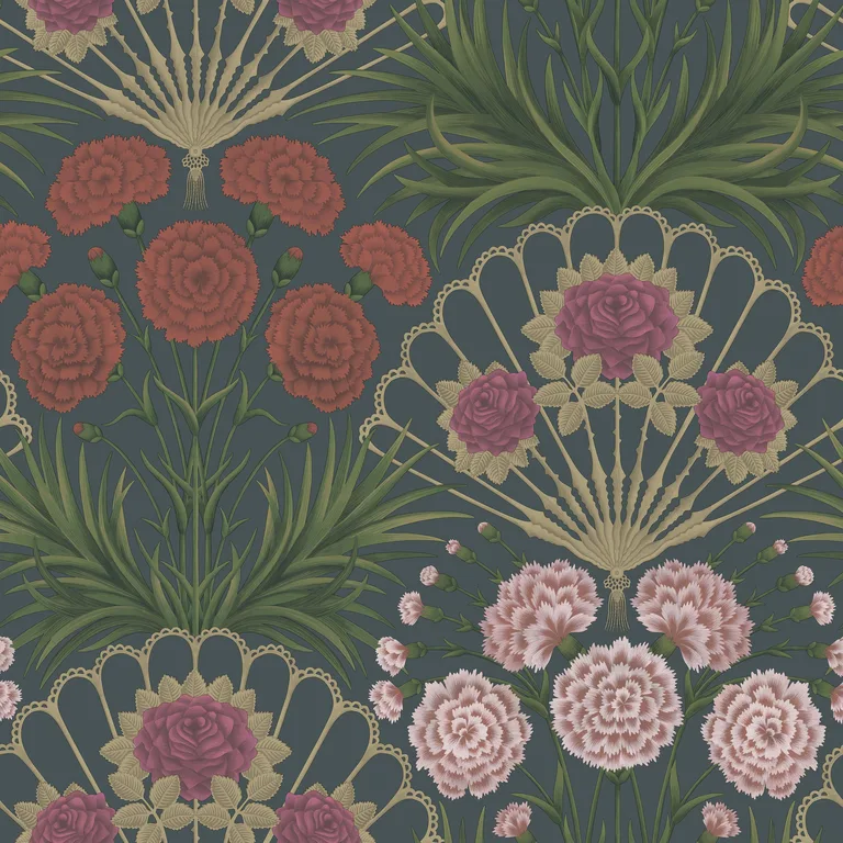 Cole & Son Flamenco Fan in Magenta/Red/Metallic Glvr/Ink (117/14044.CS.0)