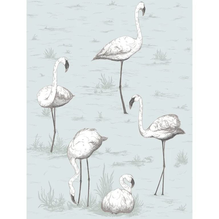 Cole & Son Flamingos in Charcoal/Aqua (95/8047.CS.0)