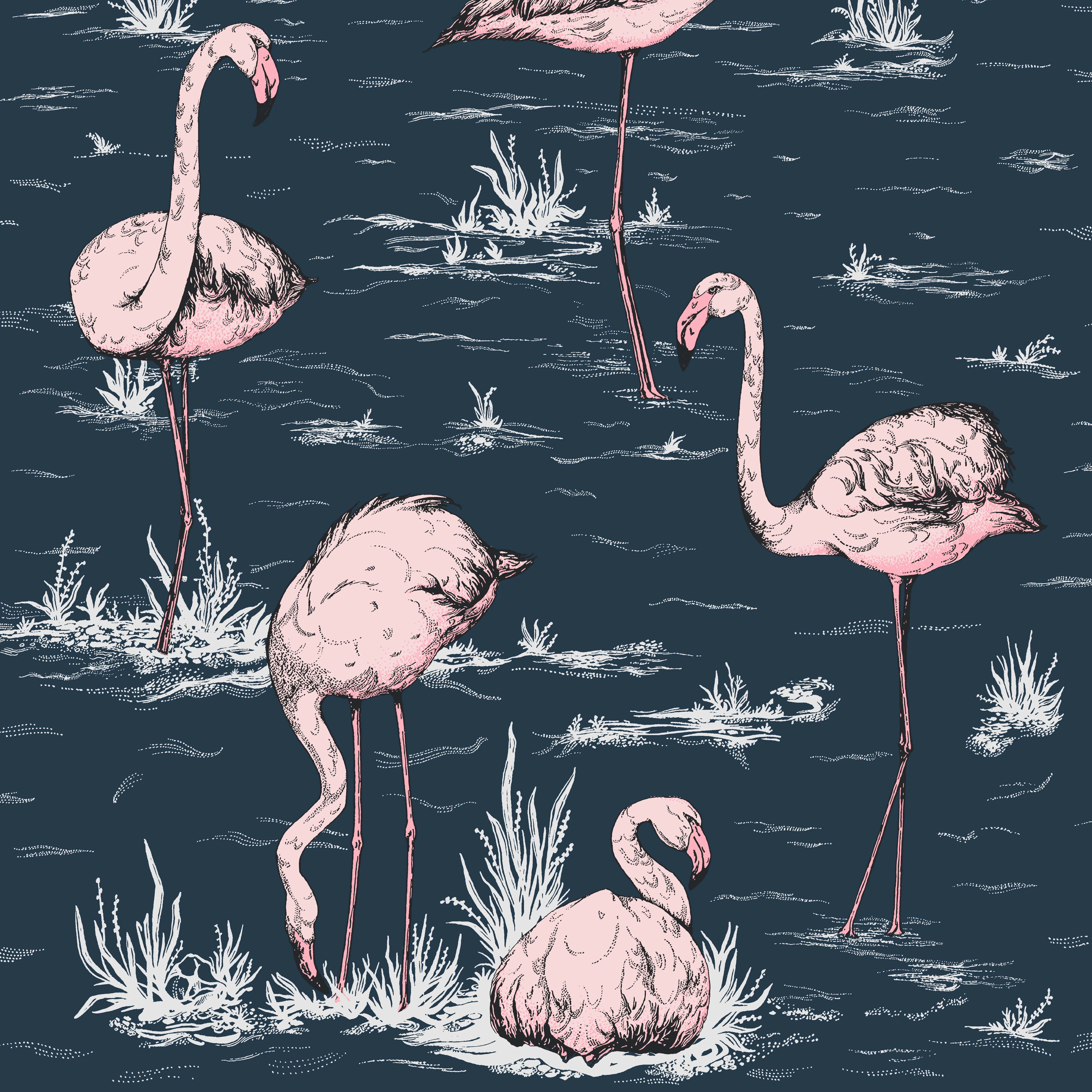 Cole & Son Flamingos in Ink/Plaster Pink (112/11041.CS.0)