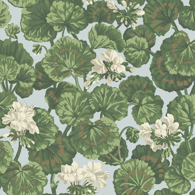Cole & Son Geranium in White & Sage on Seafoam (117/11035.CS.0)
