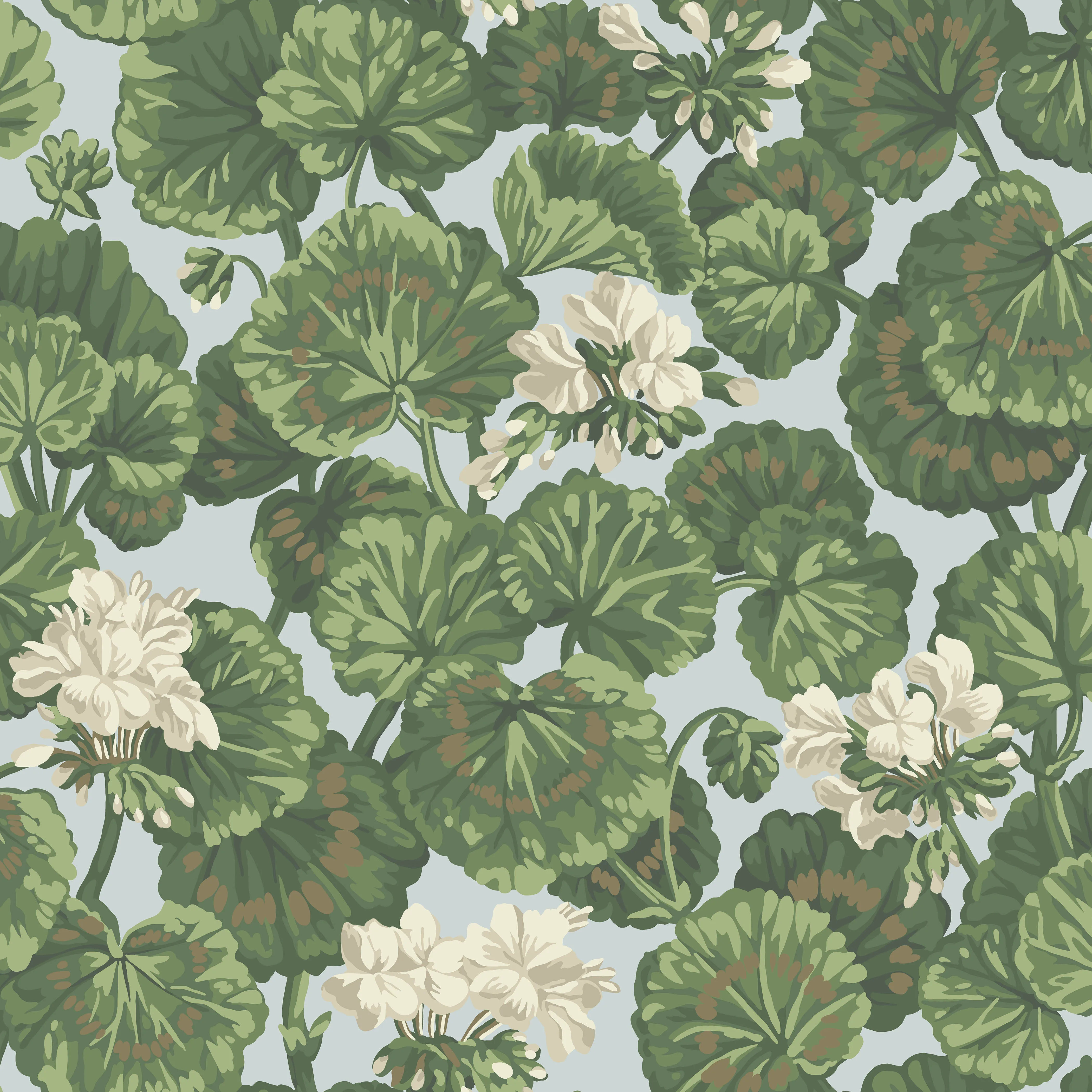 Cole & Son Geranium in White & Sage on Seafoam (117/11035.CS.0)