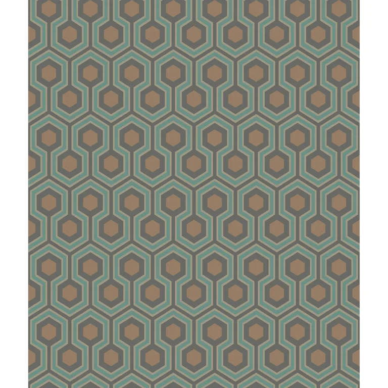 Cole & Son Hicks Hexagon in Teal/Gold (95/3018.CS.0)