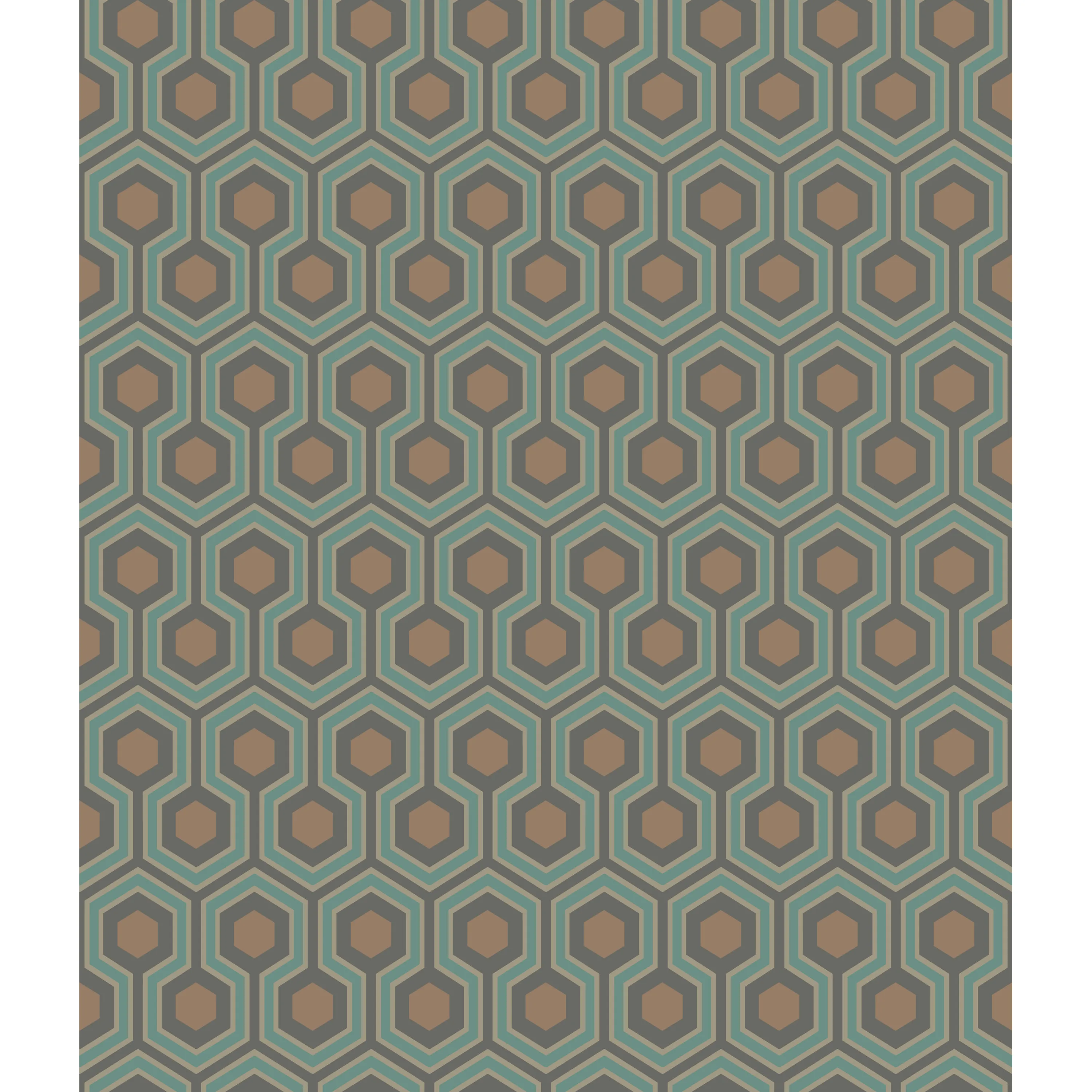 Cole & Son Hicks Hexagon in Teal/Gold (95/3018.CS.0)