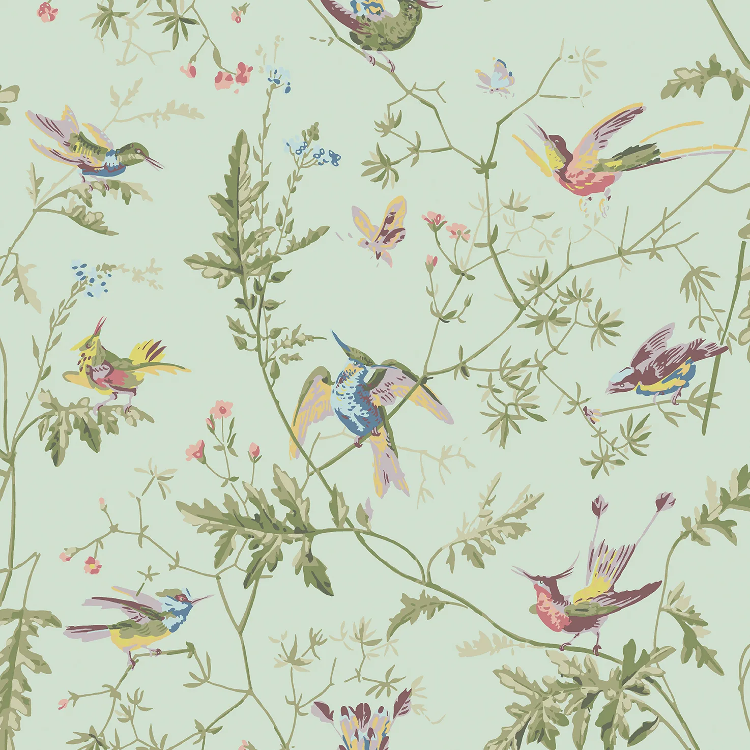 Cole & Son Hummingbirds in Blue Multi-Colour (100/14069.CS.0)