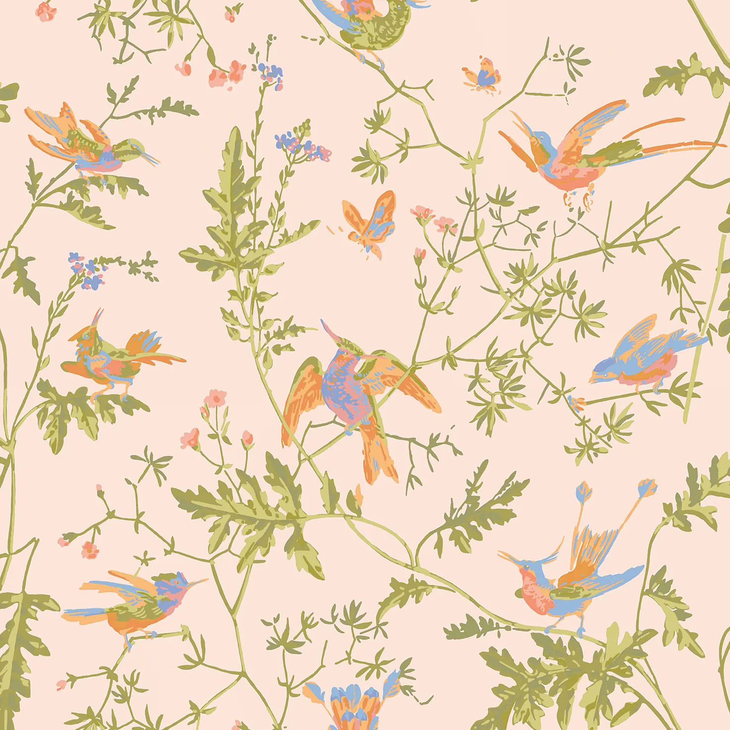 124/1002.CS.0 | Hummingbirds – Blush/Blue