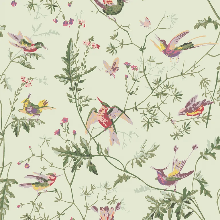 Cole & Son Hummingbirds in Green Multi-Colour (100/14070.CS.0)