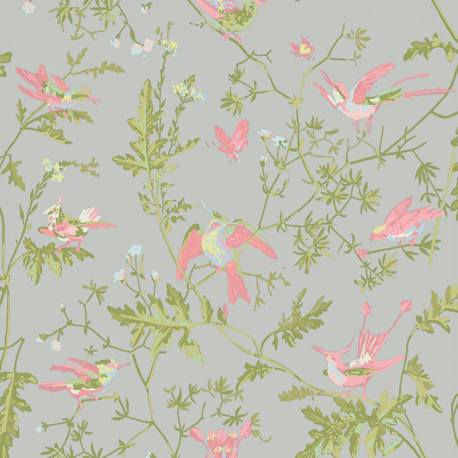 124/1003.CS.0 | Hummingbirds – Grey/Pink