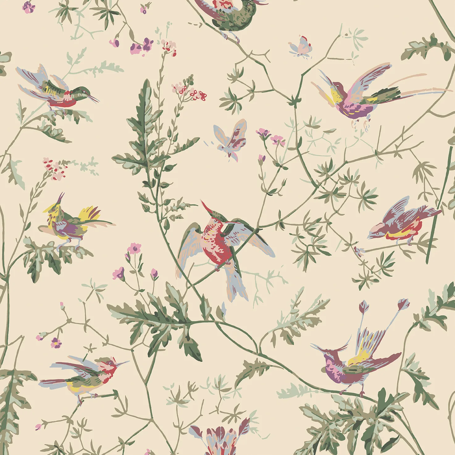 Cole & Son Hummingbirds in Original Multi-Colour (100/14071.CS.0)