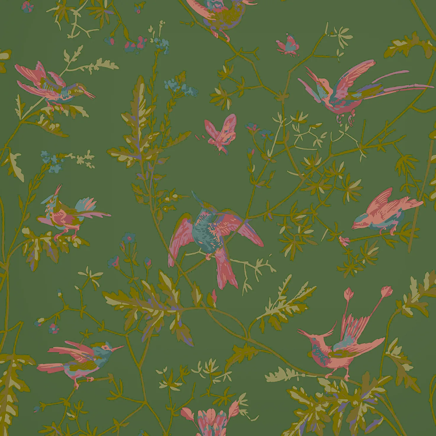 124/1005.CS.0 | Hummingbirds – Sage/Pink