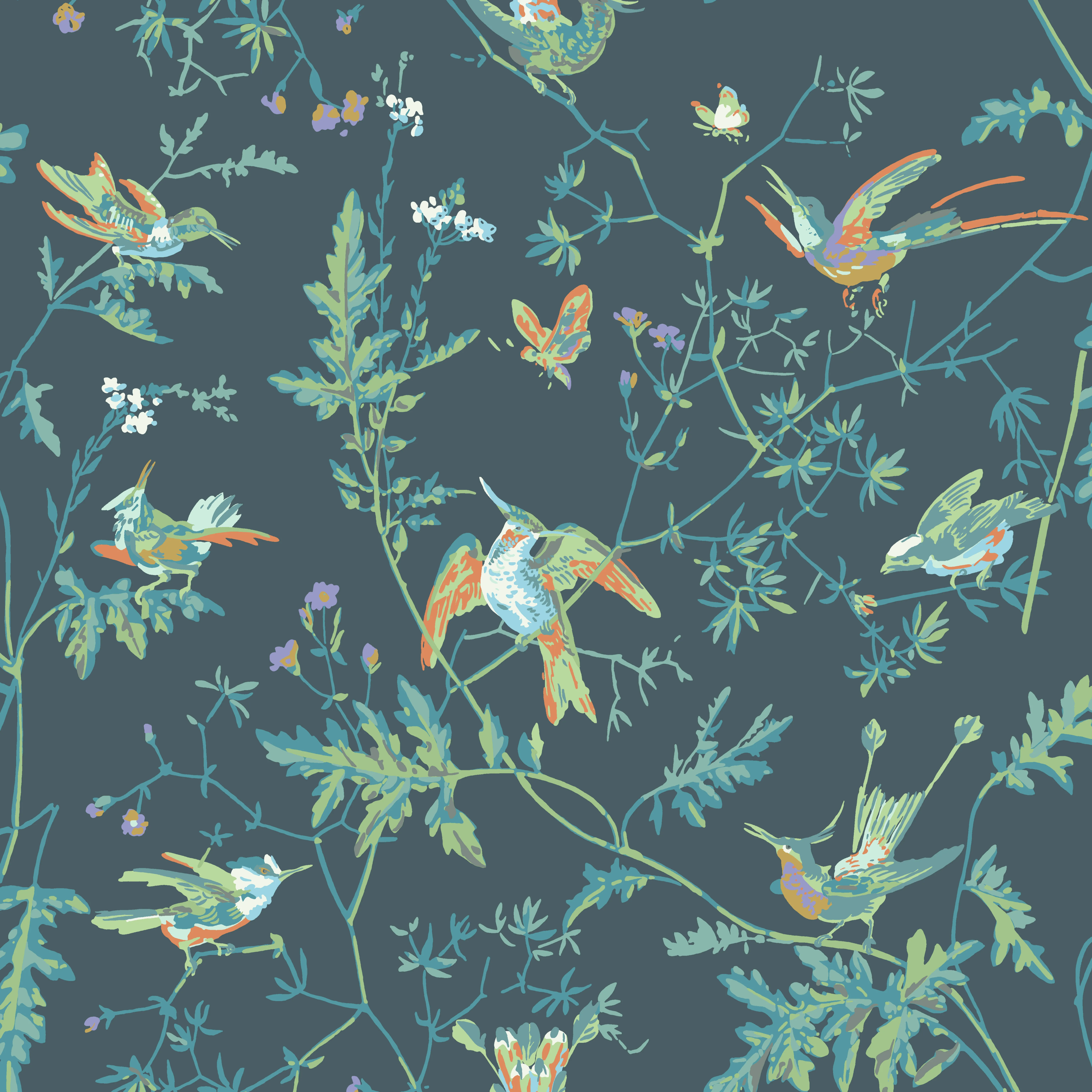 Cole & Son Hummingbirds in Viridian (112/4014.CS.0)