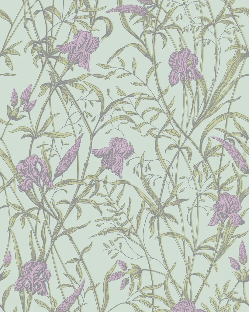 Cole & Son Iris in Lavender on Duck Egg (128/5024.CS.0)